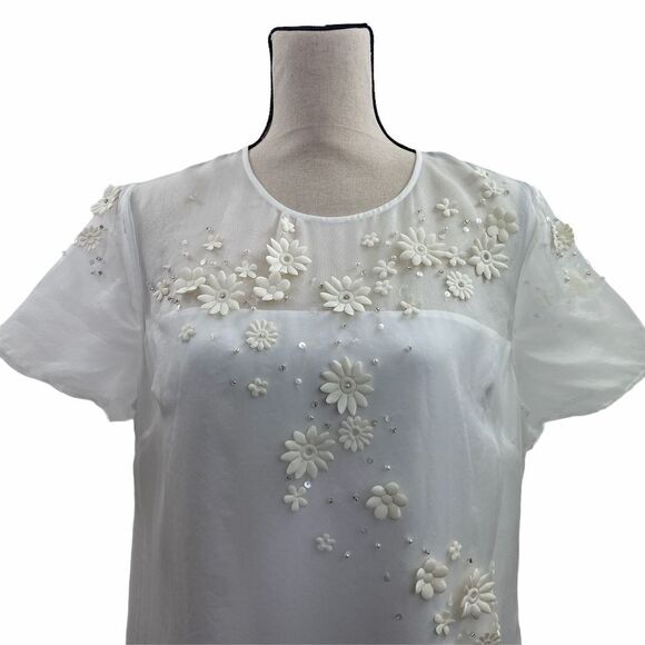 TED Baker Findon Ivory Embellished Floral Dress - Picture 7 of 14